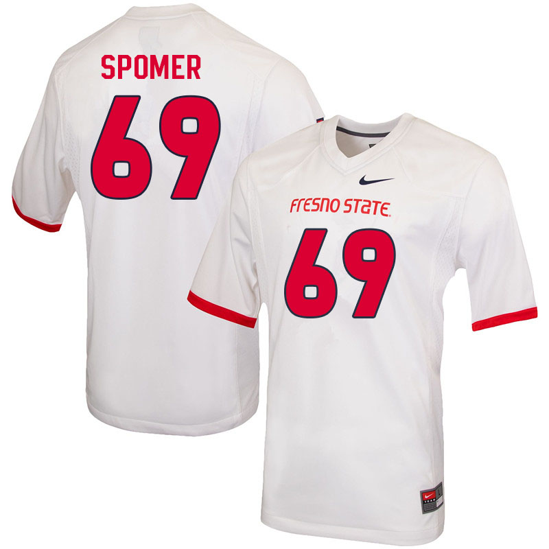 Men #69 Jacob Spomer Fresno State Bulldogs College Football Jerseys Sale-White